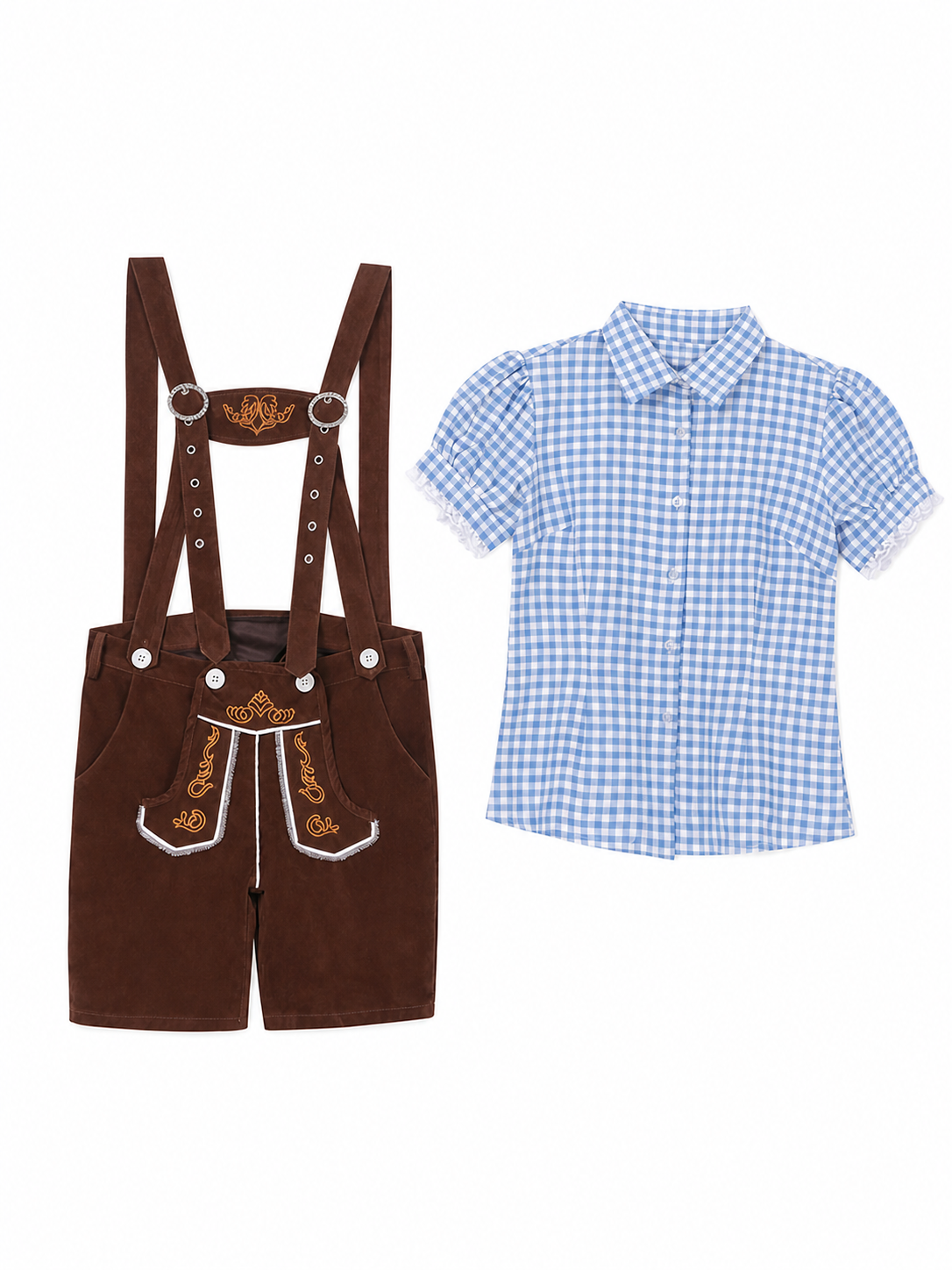 Folk-Style Set: Shirt and Suspender Shorts