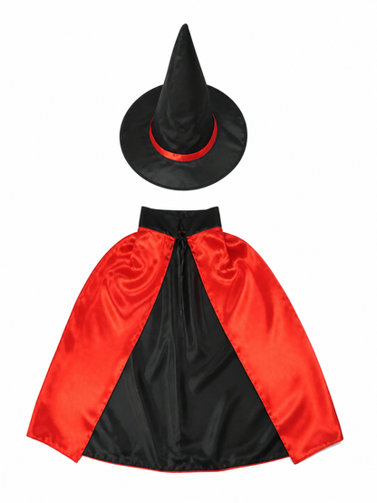 Carnival Costume: Red and Black Cape and Hat
