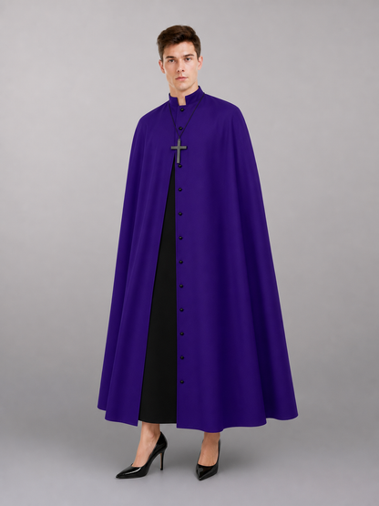 Long Purple Hooded Robe with Collar