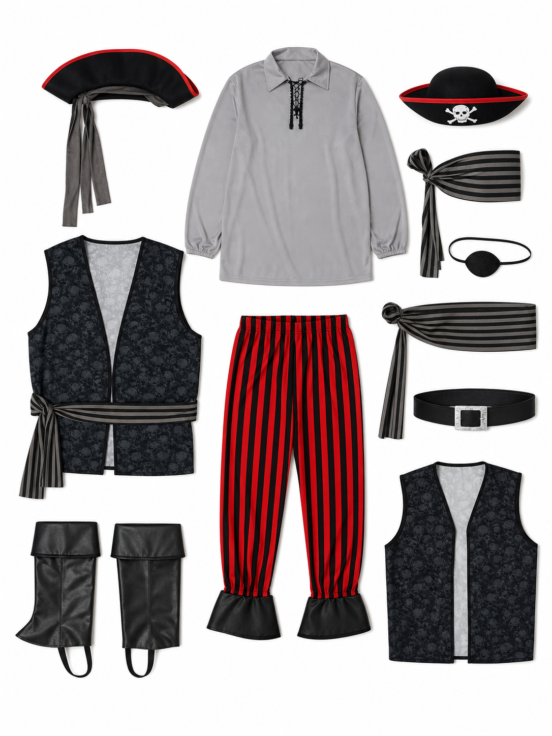 Pirate Costume with Vest, Hat, and Eye Patch