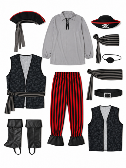 Pirate Costume with Vest, Hat, and Eye Patch