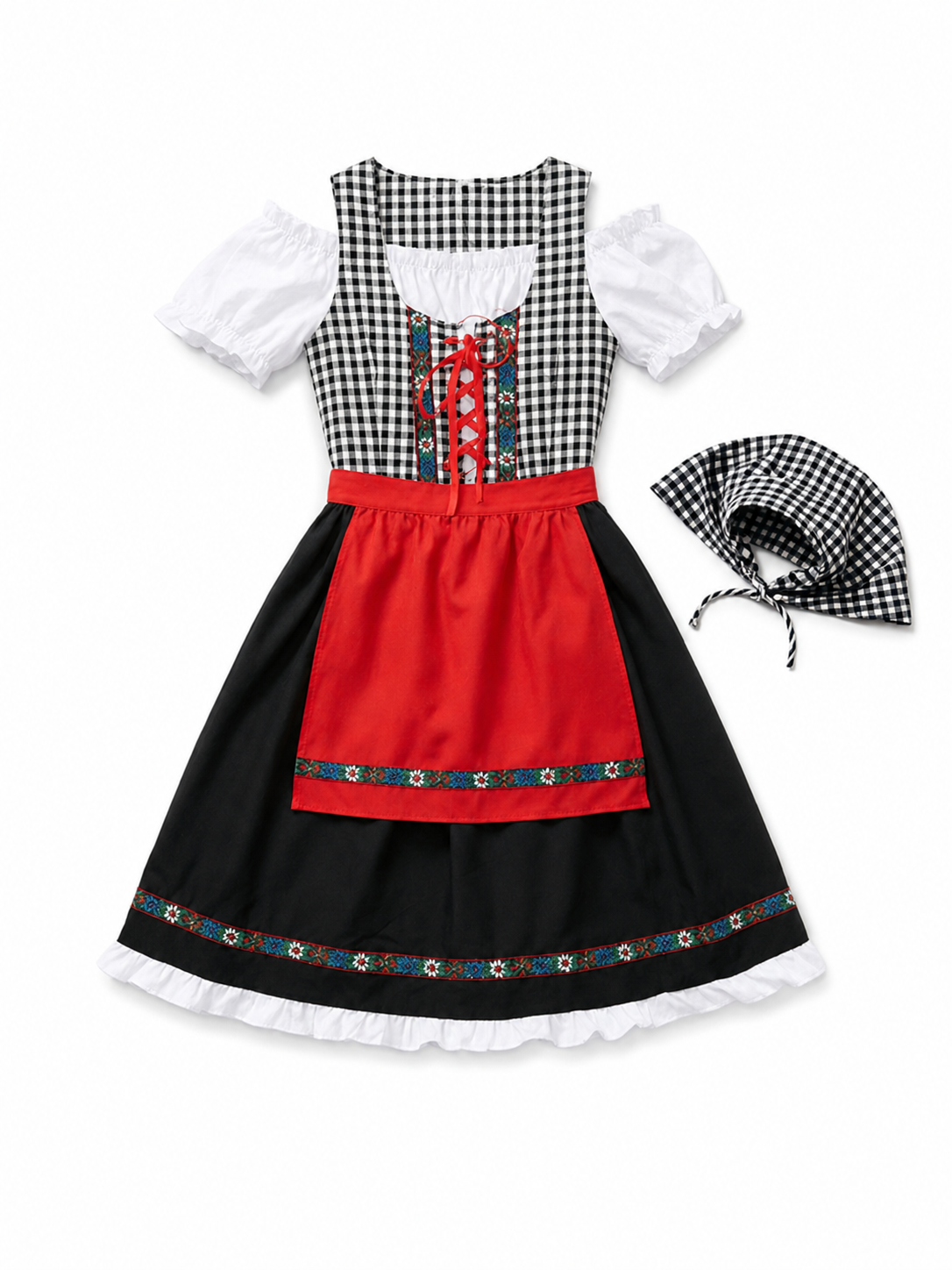 Folk-Style Carnival Dress with Bonnet included items