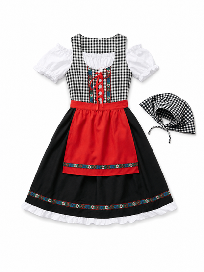 Folk-Style Carnival Dress with Bonnet included items