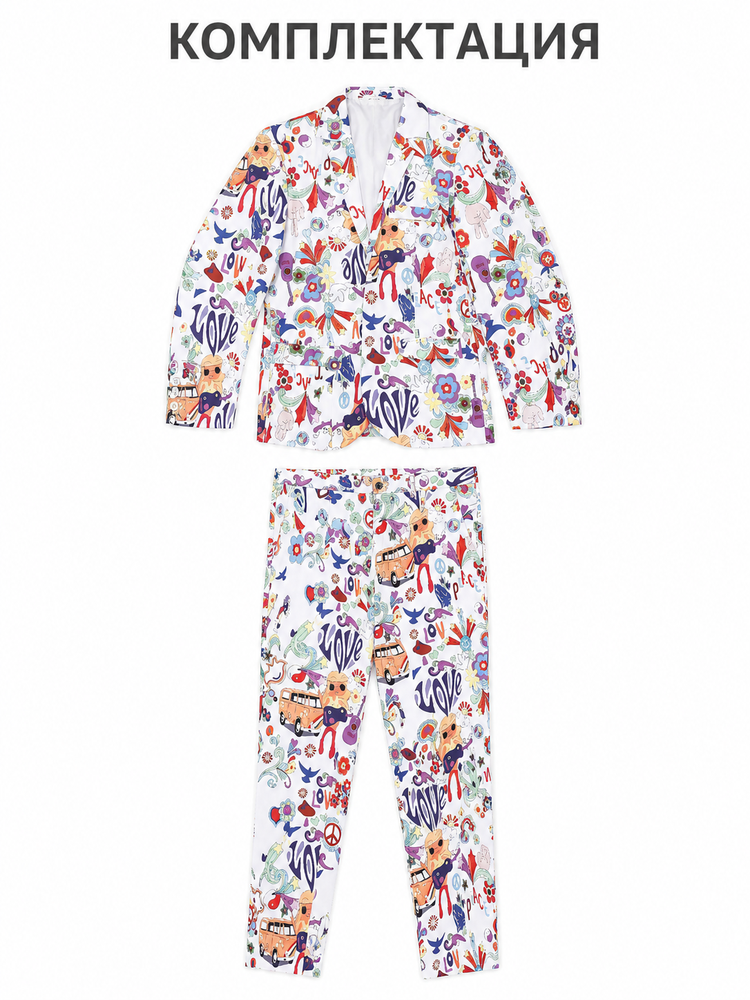 Costume with LOVE print — jacket and pants