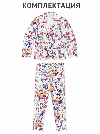 Costume with LOVE print — jacket and pants