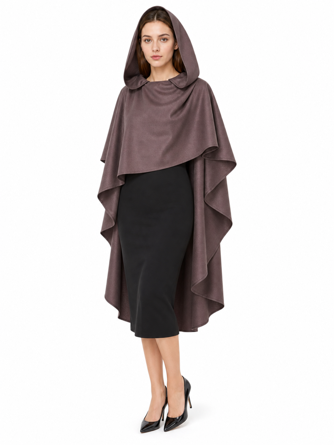 Dark Brown Hooded Carnival Cloak