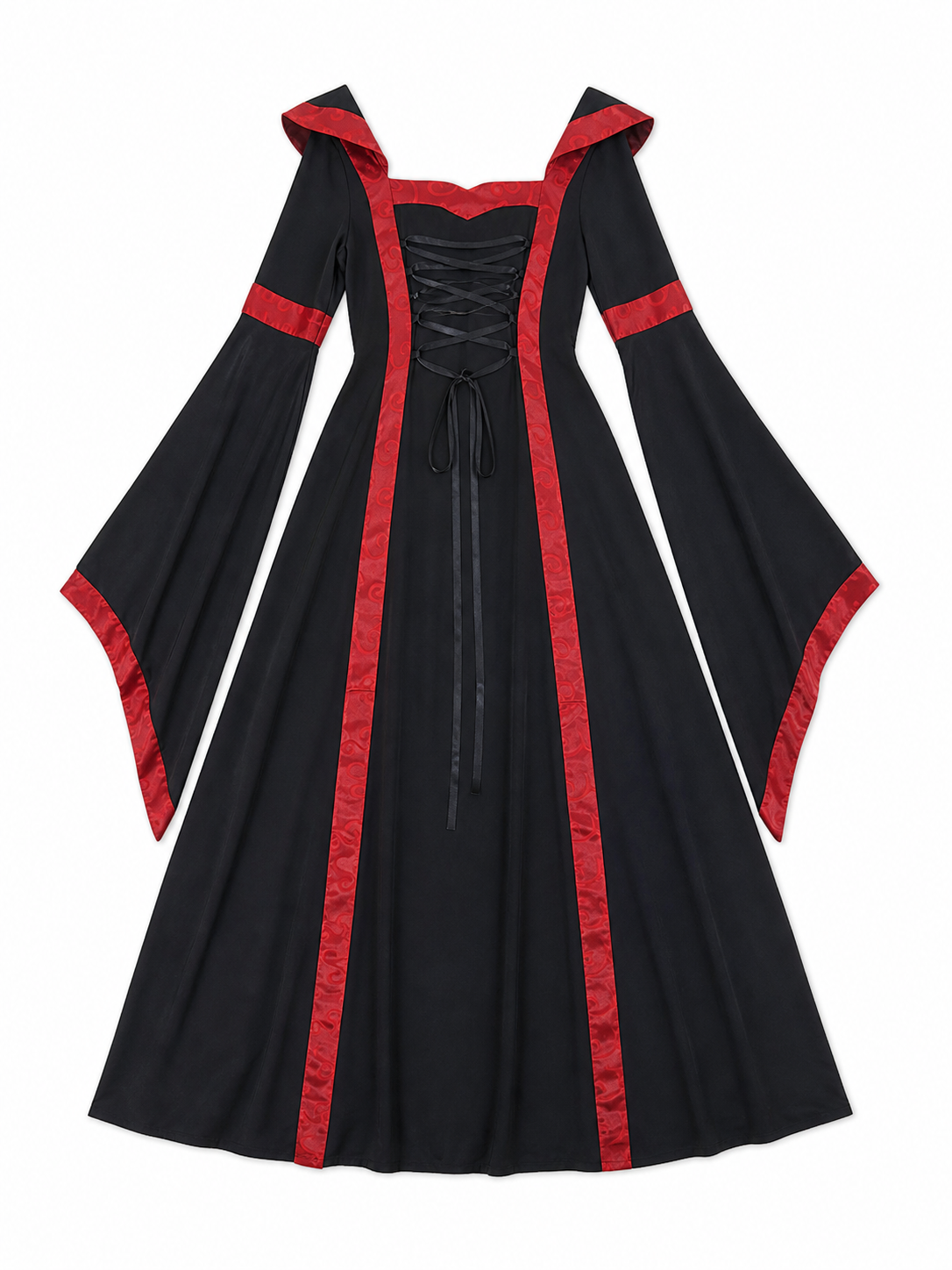 Gothic Vintage Hooded Lace-Up Dress