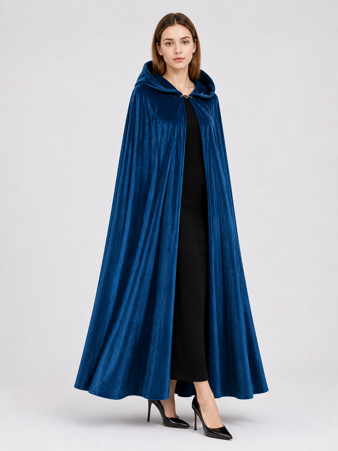 Blue Medieval Hooded Costume Cloak
