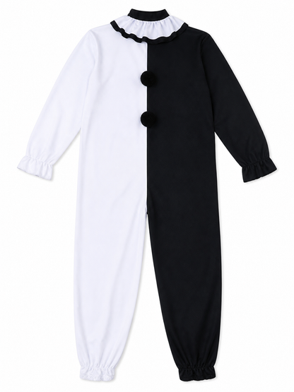 Halloween Clown Costume, Black and White Jumpsuit