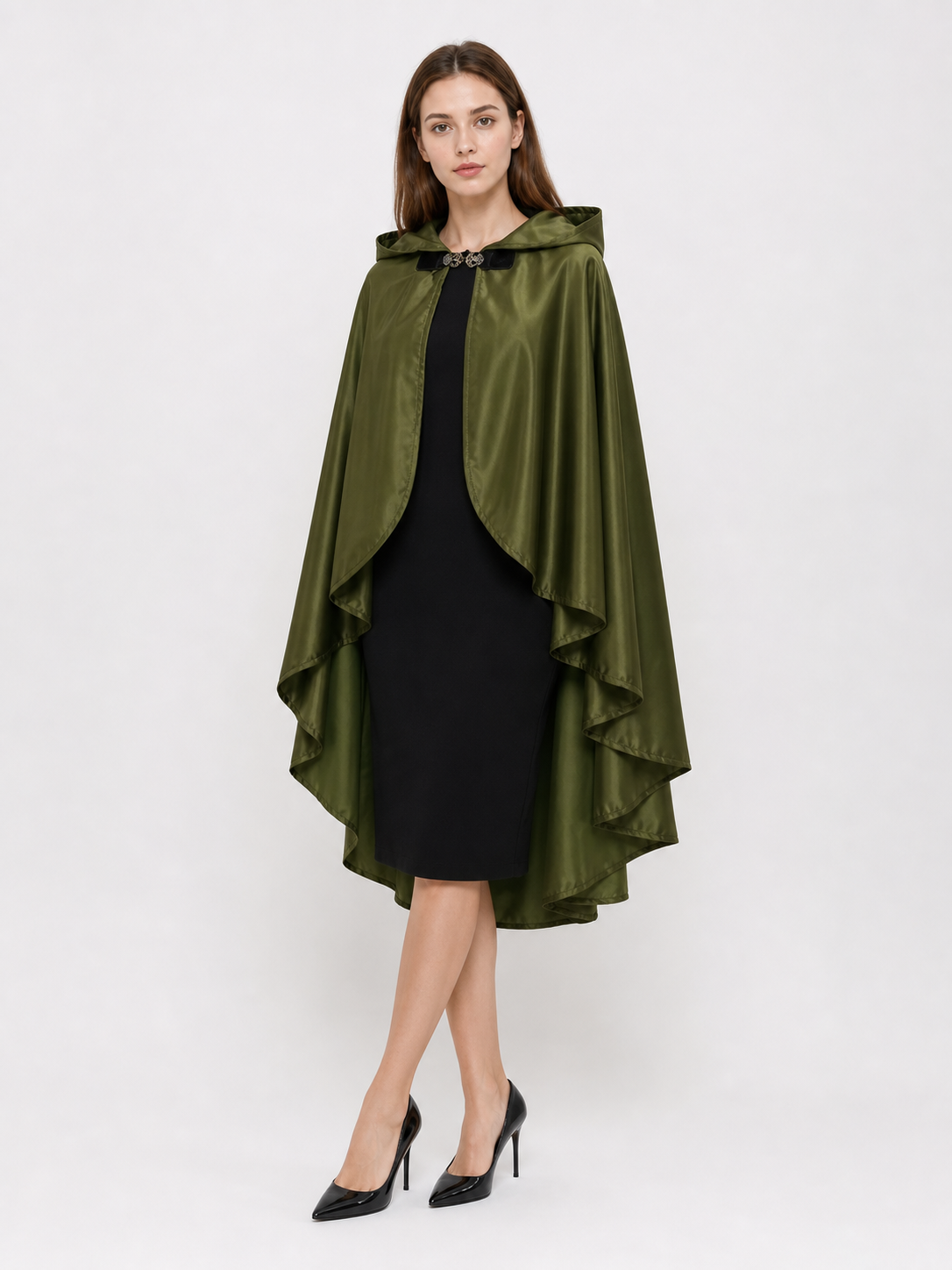 Green Costume Cloak with a Large Hood