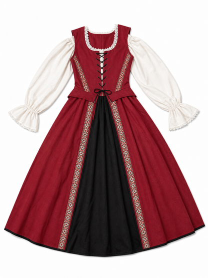 Renaissance-Style Dress with a Square Neckline