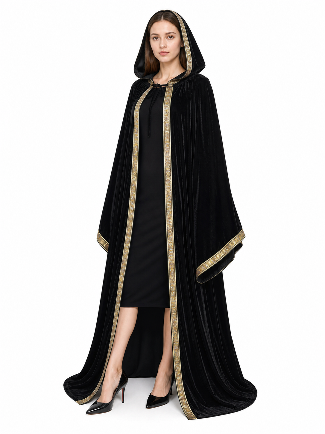 Black hooded costume cloak for cosplay