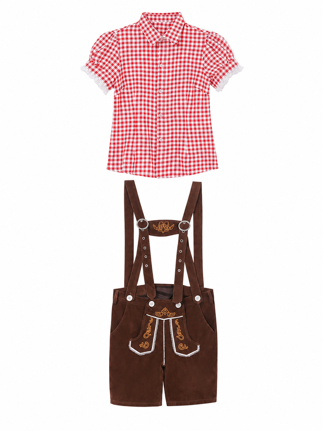 Folk-Style Costume: Plaid Shirt and Shorts