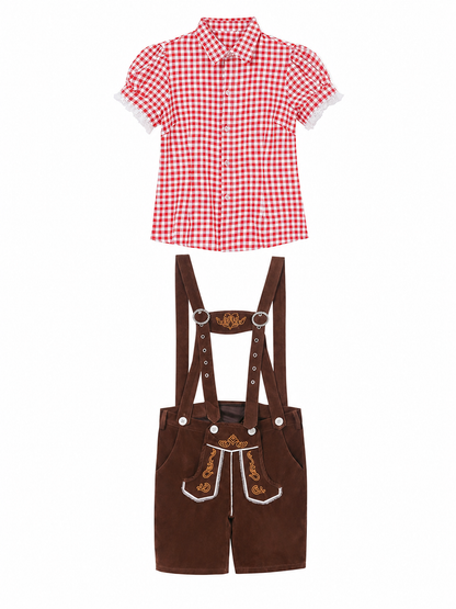 Folk-Style Costume: Plaid Shirt and Shorts