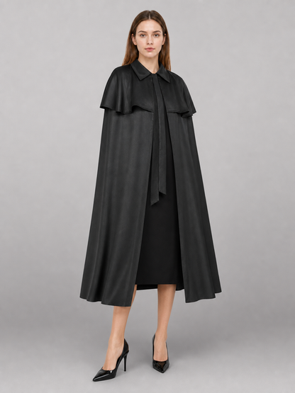 Black Dress with Cape and Short Sleeves