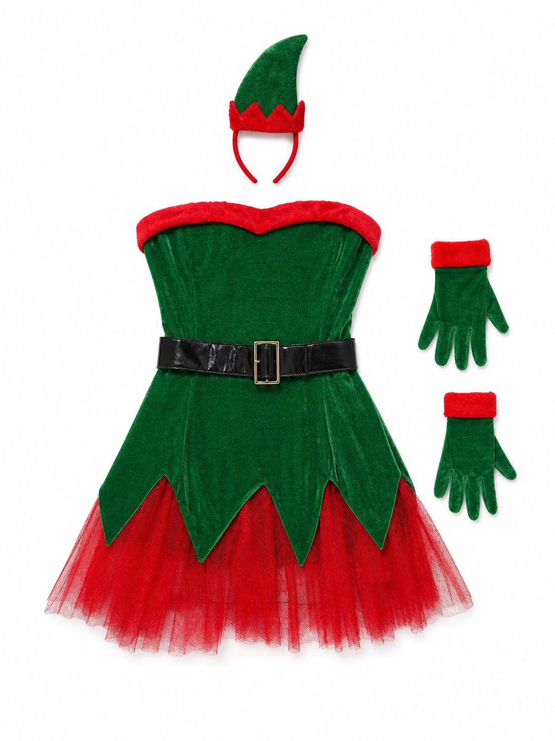 New Year's elf costume with green hat included items
