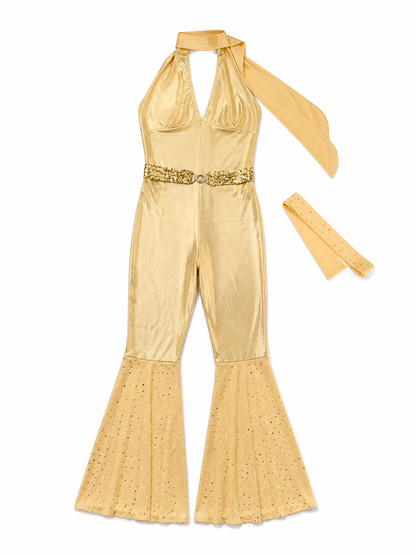 Gold Disco-Style Cosplay Jumpsuit