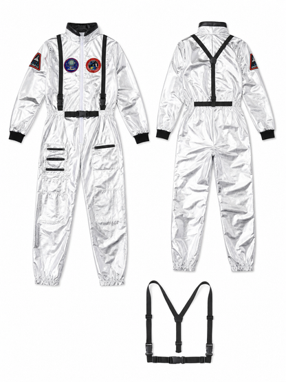Silver Astronaut Costume — Jumpsuit with Patches