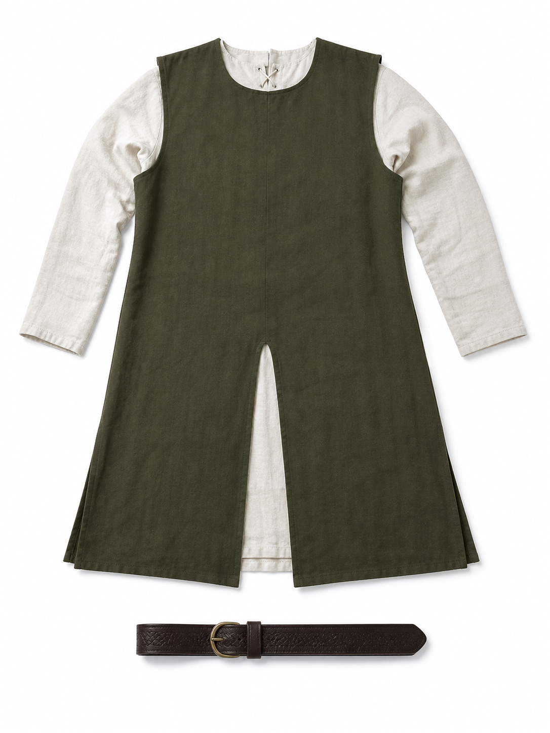 Green Cotton-Linen Sleeveless Tunic