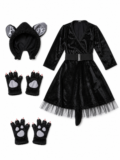 Black Cat Carnival Costume with Hood