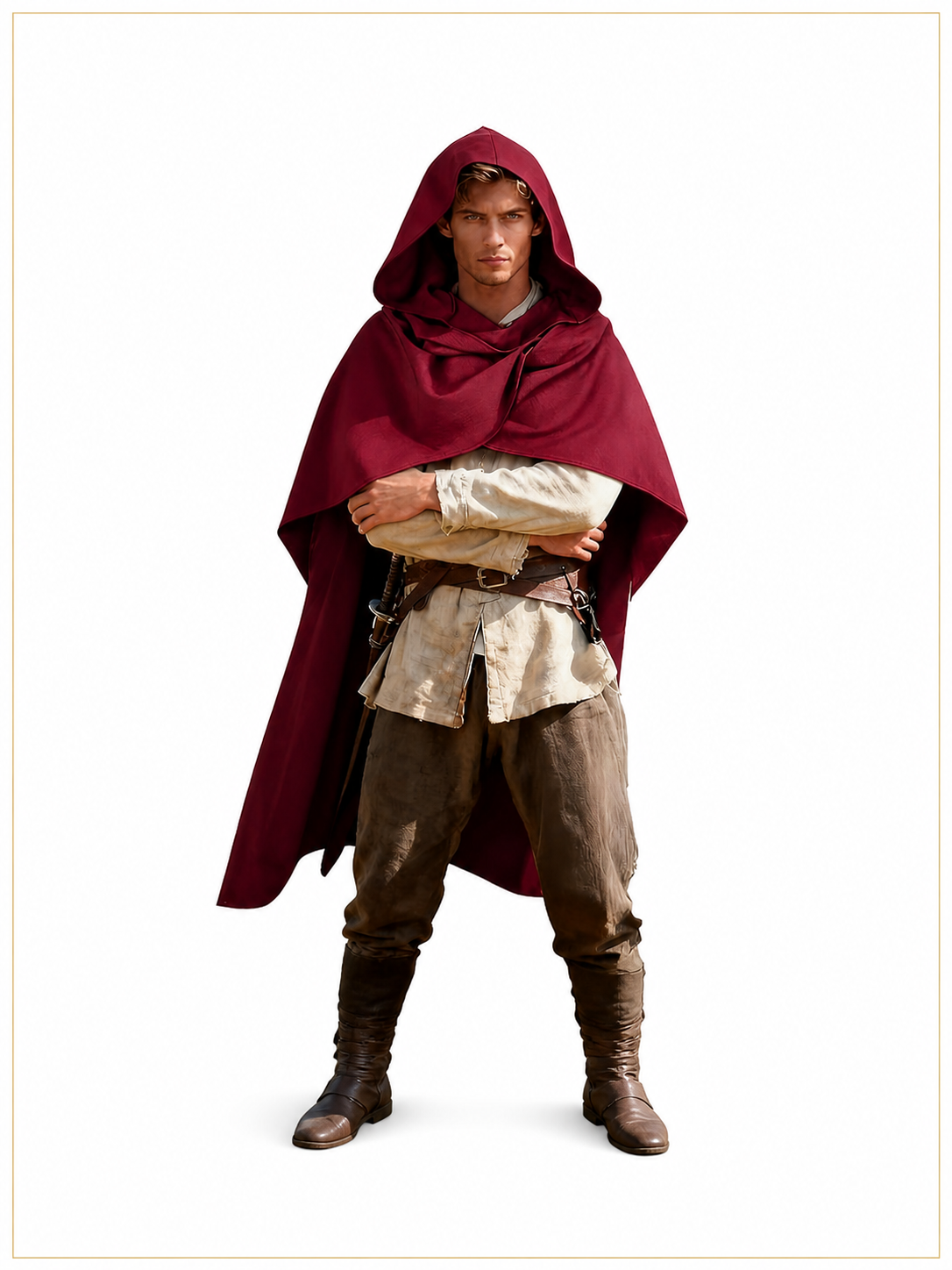 Wine Red Hooded Costume Cape product view 53