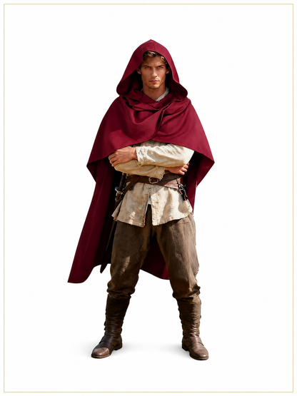 Wine Red Hooded Costume Cape product view 53
