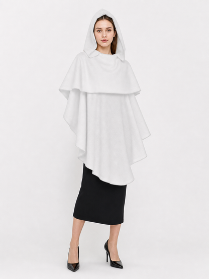 White Medieval Hooded Carnival Cloak