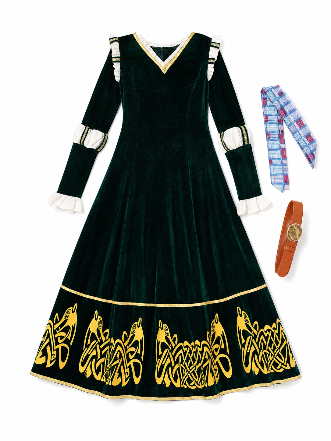 Medieval Cosplay Dress with Ruffles and Belt included items