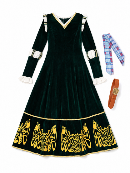 Medieval Cosplay Dress with Ruffles and Belt included items