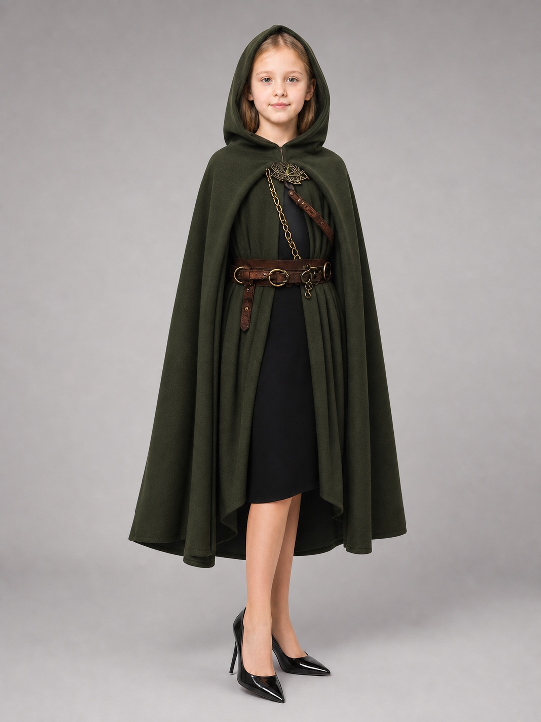 Green Hooded Costume Cloak, XL