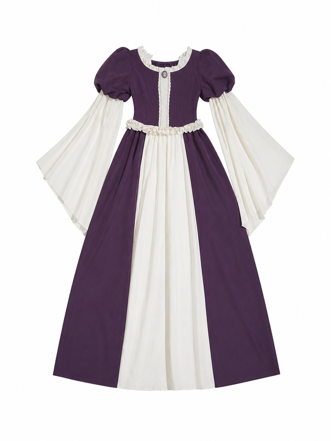 Long Vintage-Style Dress with Ruffles