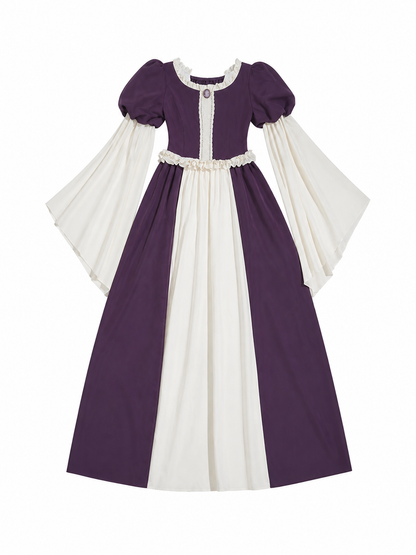 Long Vintage-Style Dress with Ruffles