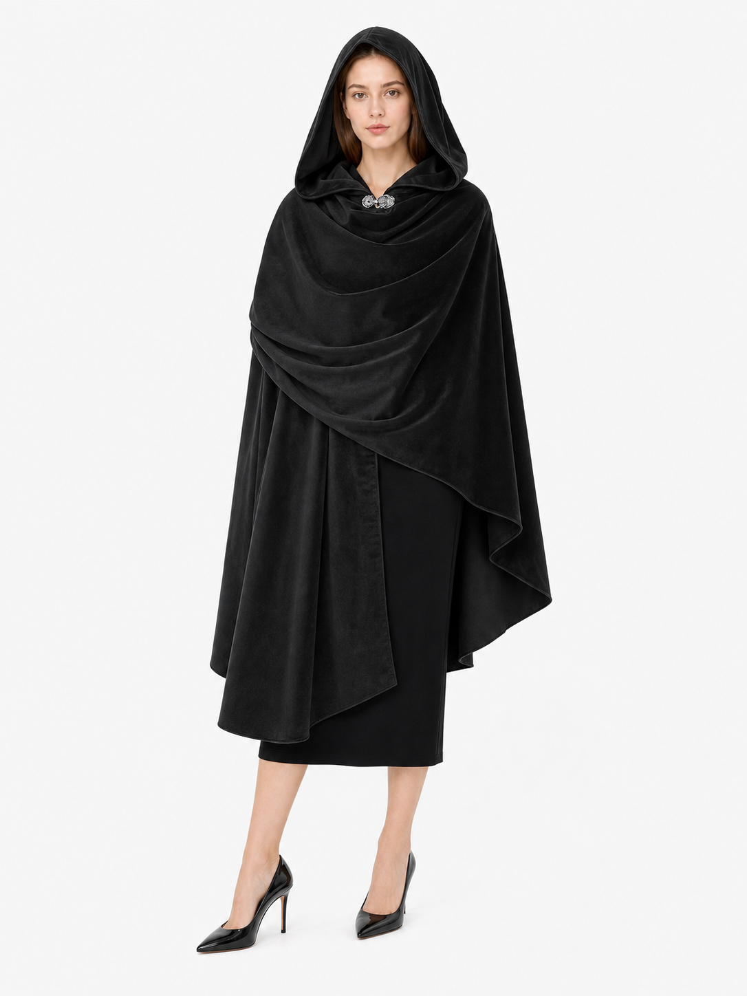 Black Medieval Carnival Cloak with Hood