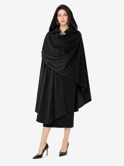 Black Medieval Carnival Cloak with Hood