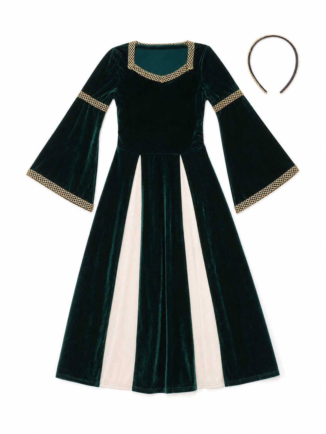 Medieval Floor-Length Dress with Bell Sleeves included items