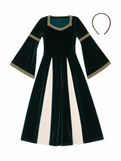Medieval Floor-Length Dress with Bell Sleeves included items