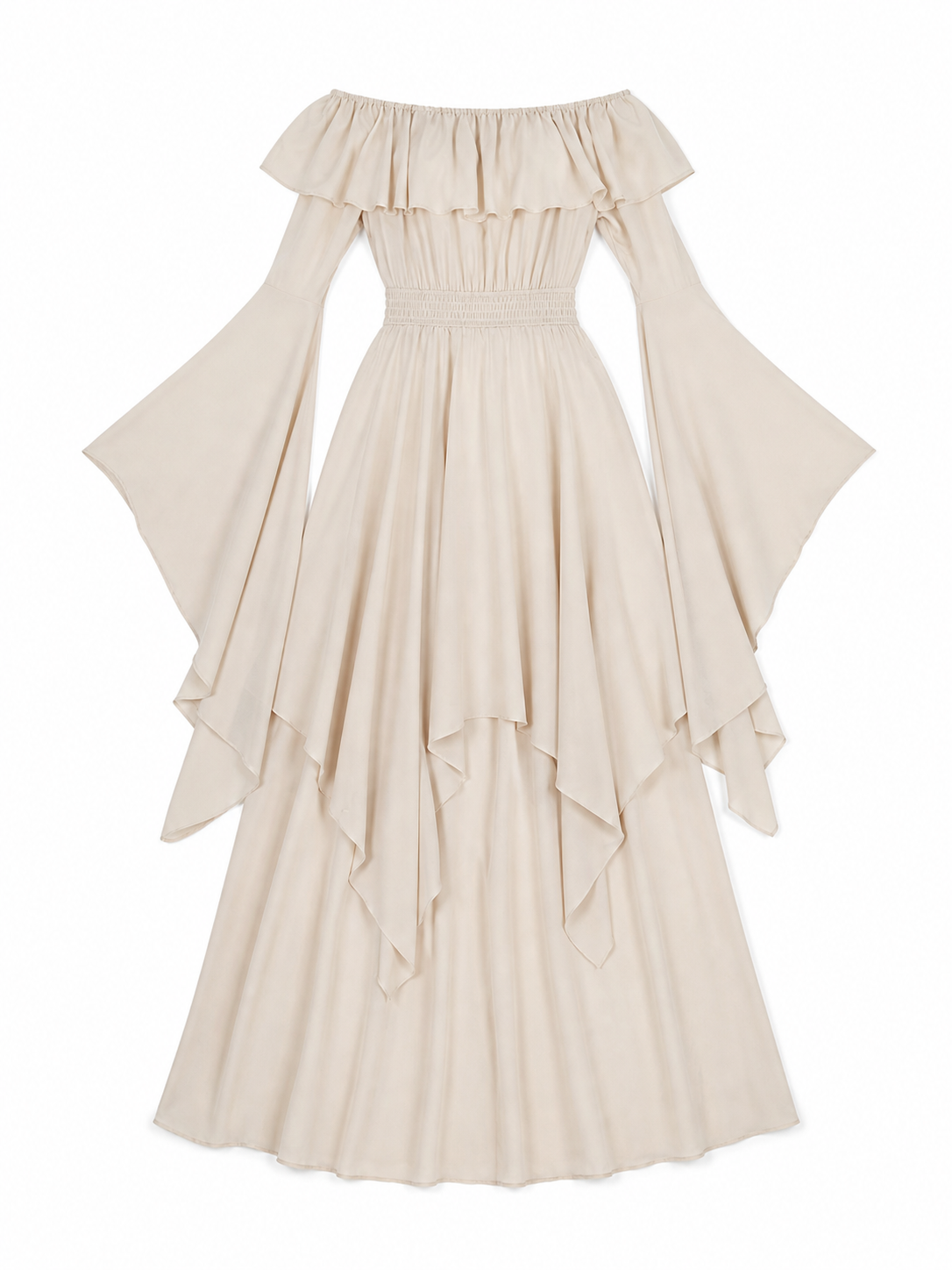 Off-the-shoulder maxi dress with ruffles