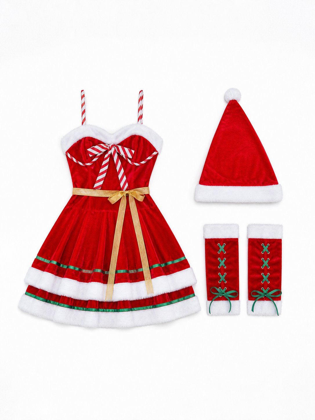 New Year's costume dress with bows and trim included items