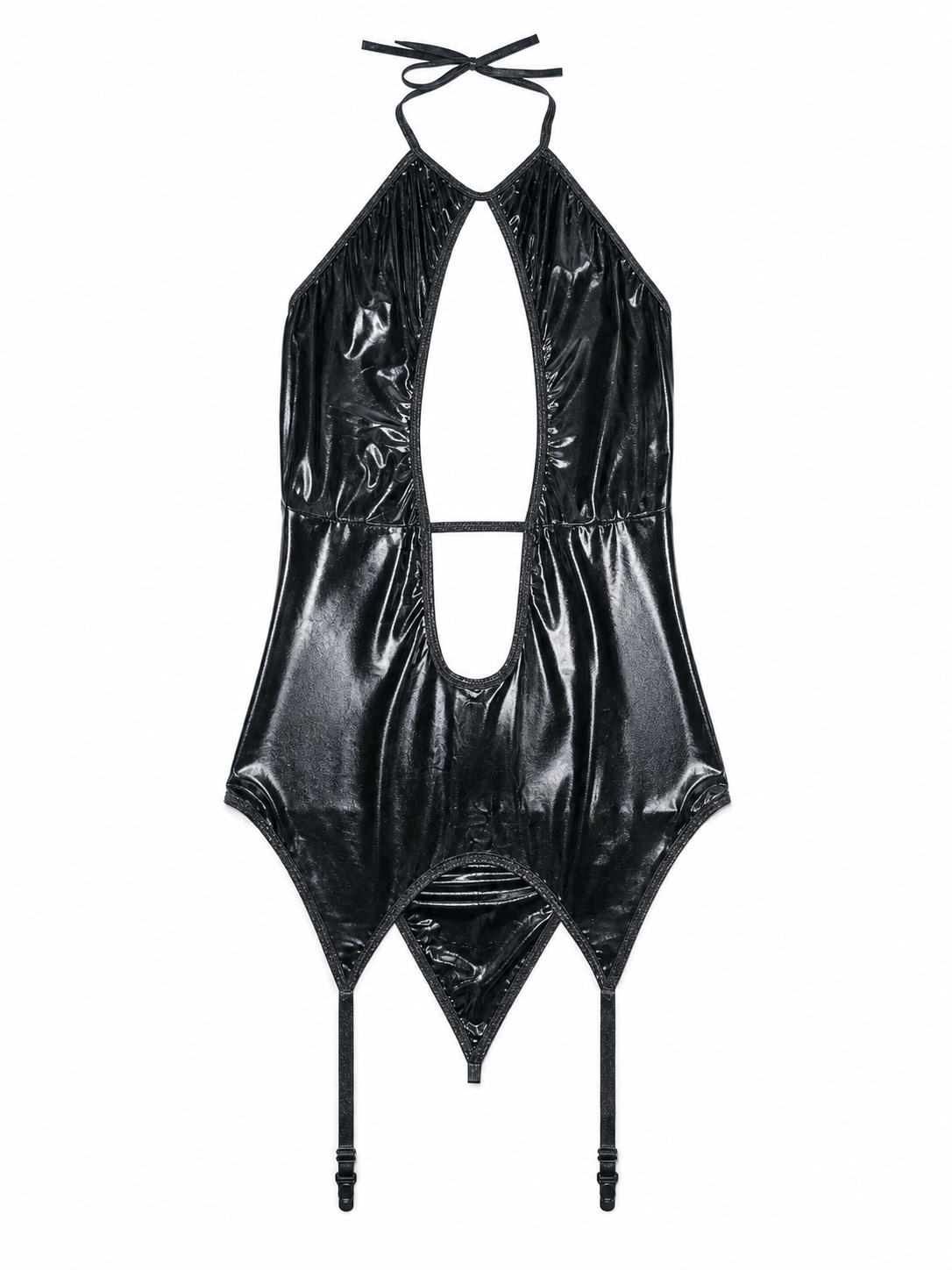 Black Erotic Cutout Bodysuit with Straps
