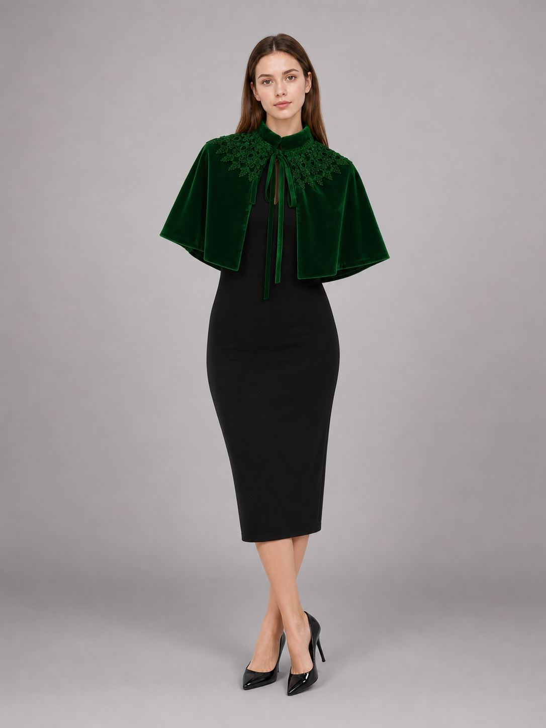 Green Costume Cloak with Collar