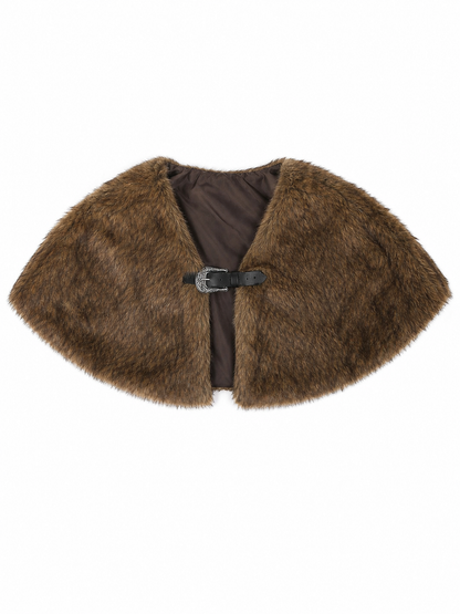 Fluffy shoulder cape, tricolor pile