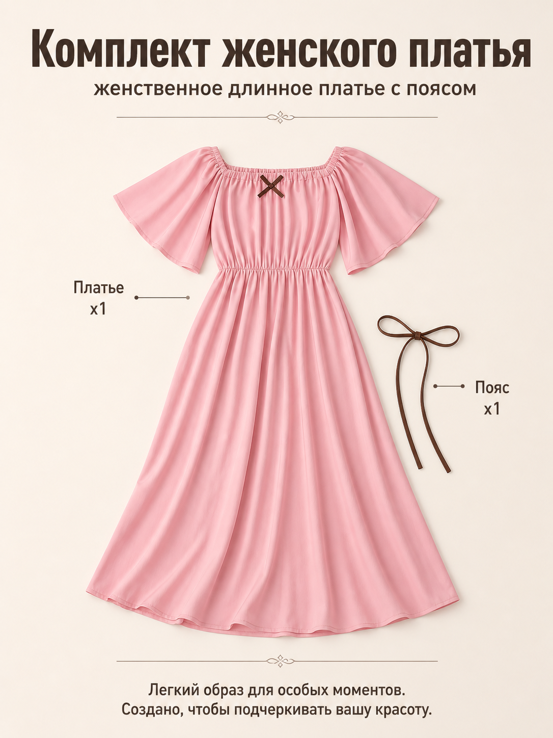 Pink Cosplay Dress with Belt and Long Skirt included items