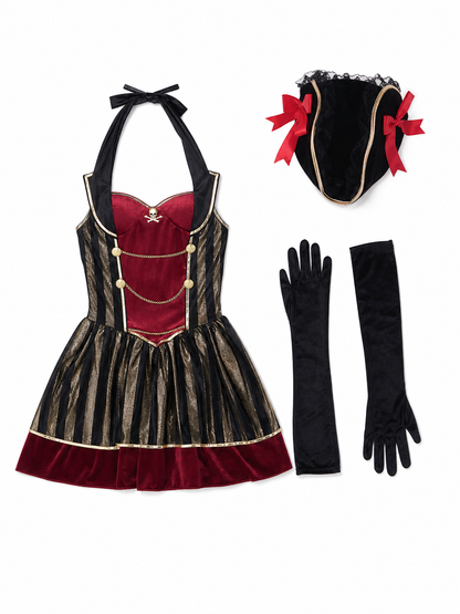 Pirate-Style Carnival Dress with Decorative Details included items