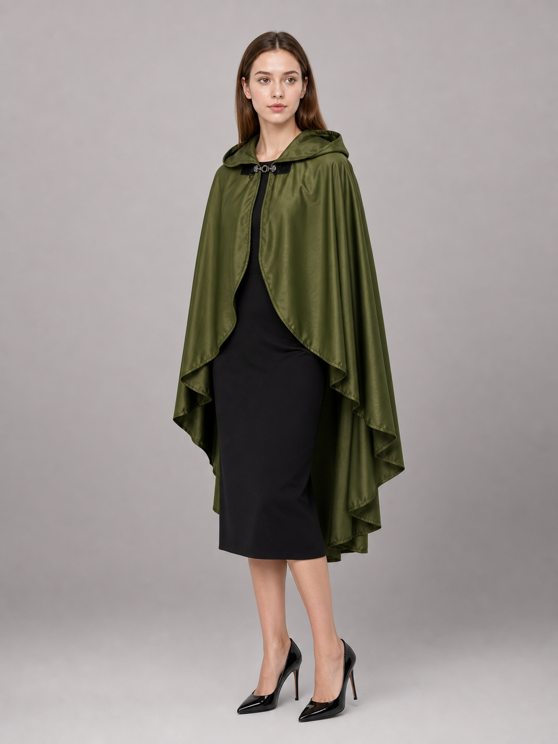 Green Costume Cloak with a Large Hood
