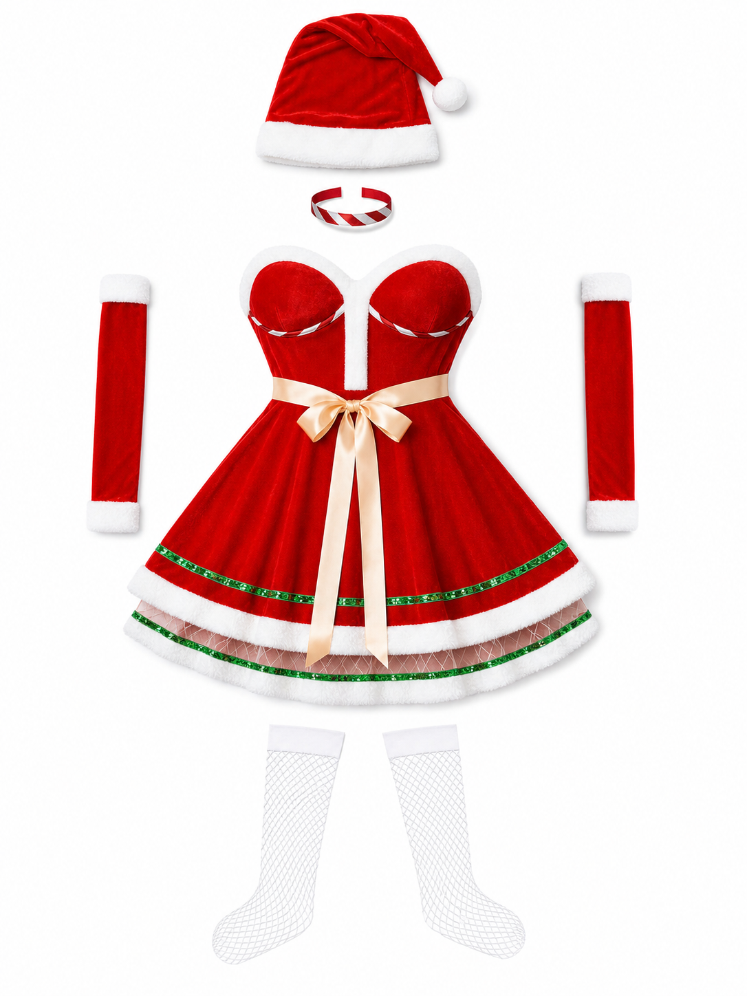 New Year's Costume Dress with Full Skirt and Trim