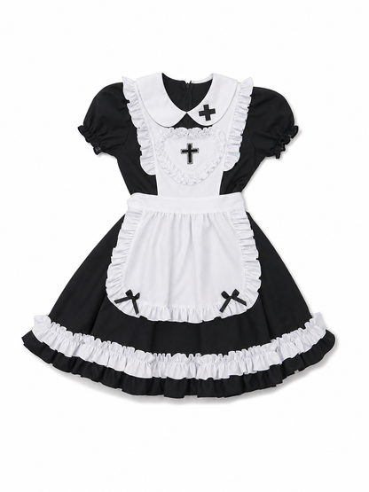 Black-and-white gothic lolita dress costume
