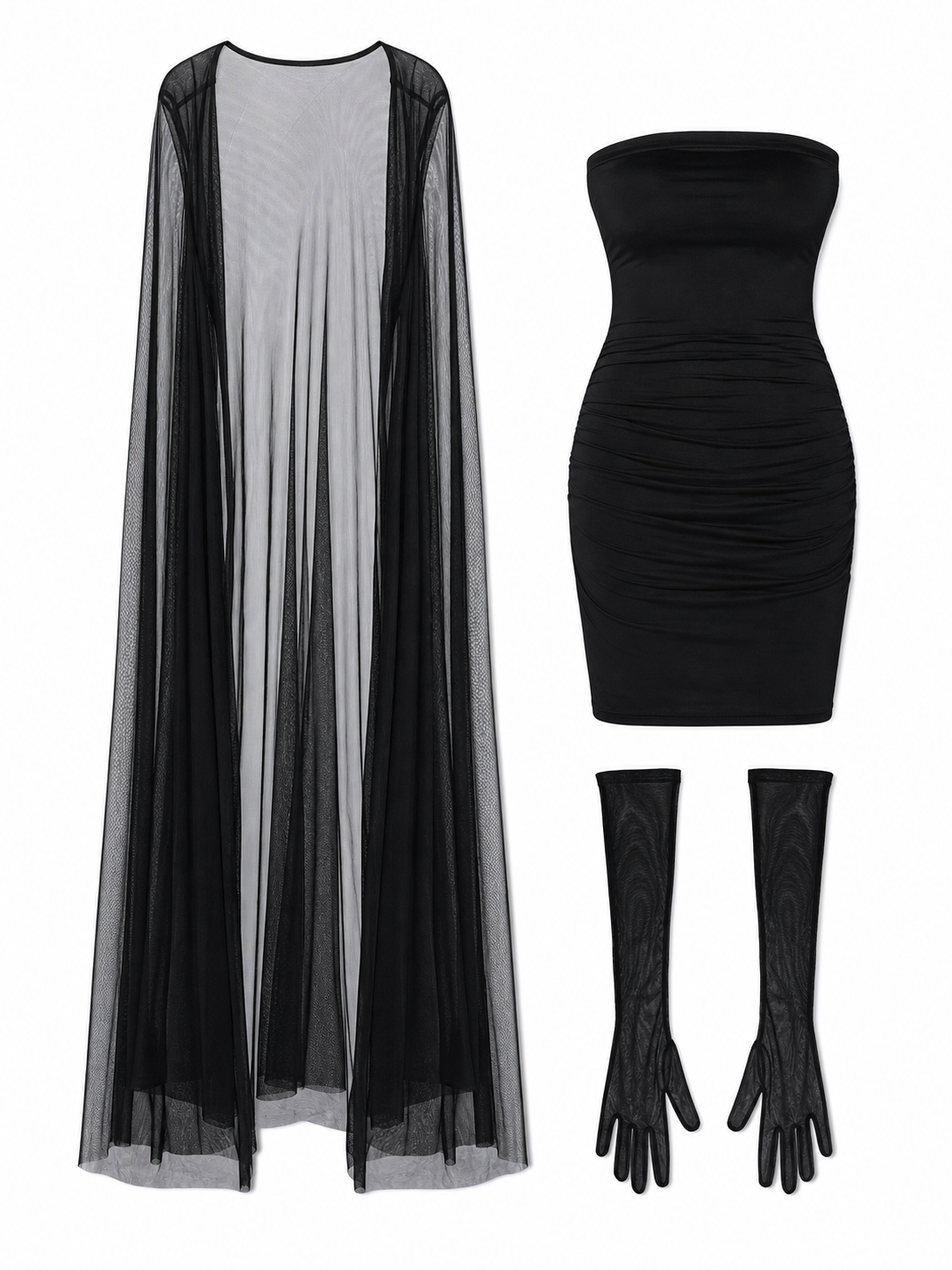 Black Gothic Vampire Costume with Cape