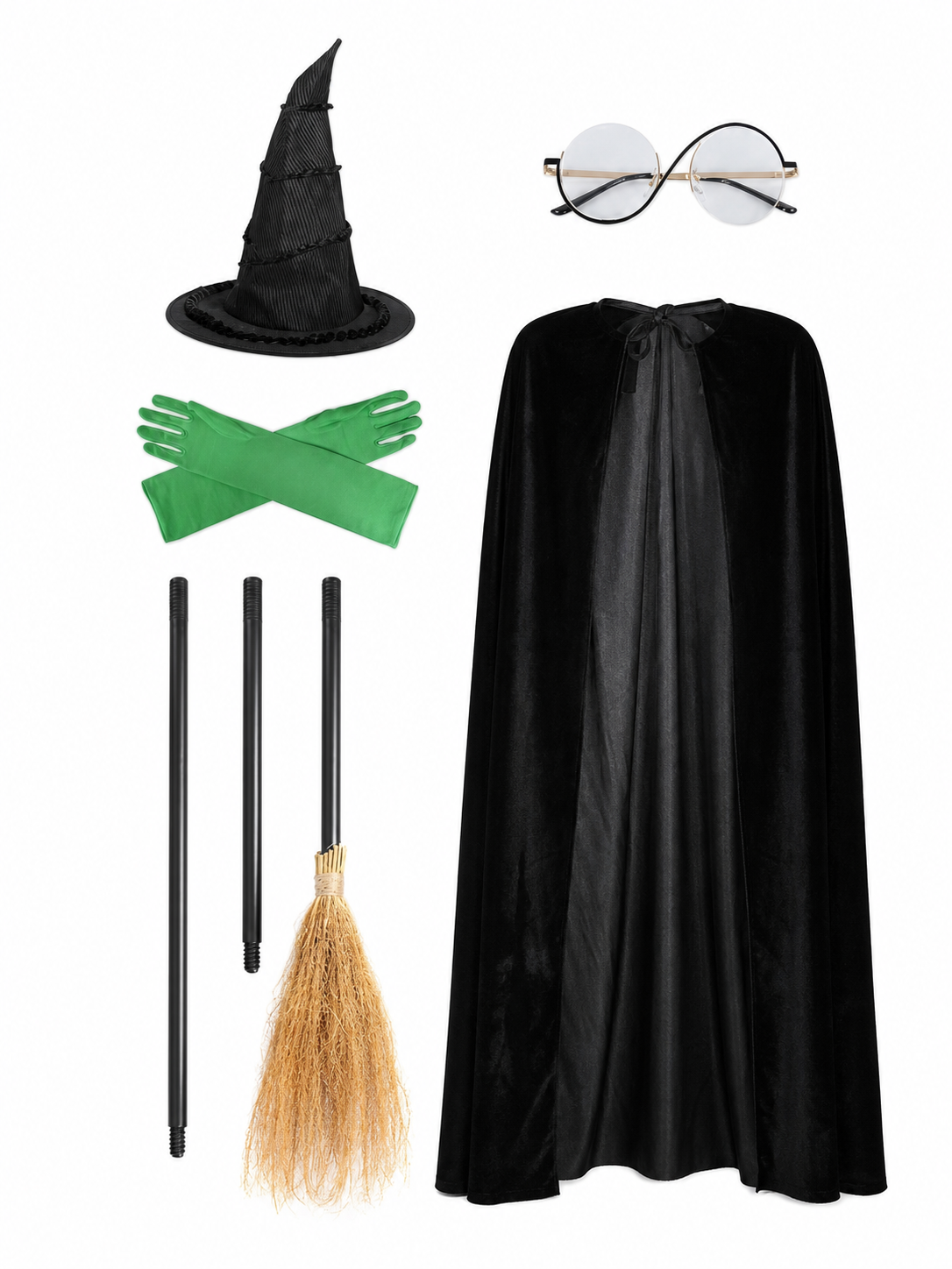 Black velvet witch costume set product view 57