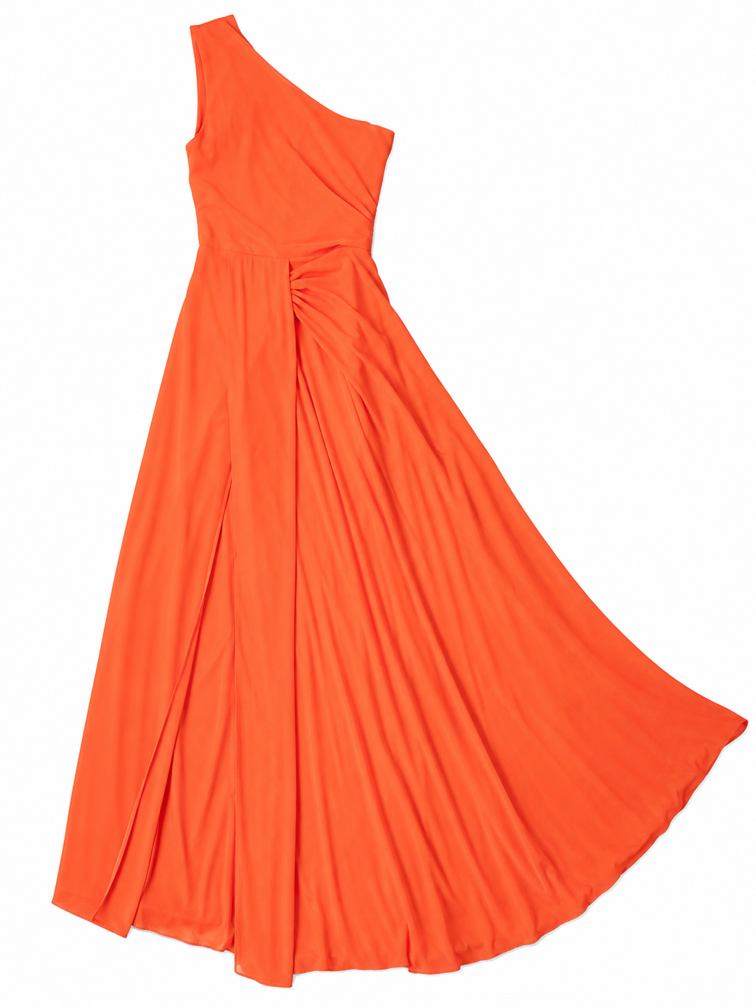 Asymmetrical One-Shoulder Orange Maxi Dress