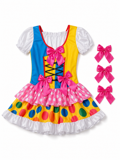 Clown Costume Dress with Ruffles and Bows